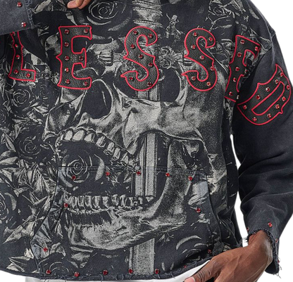 Raw-Edge Blessed French-Terry Hoodie