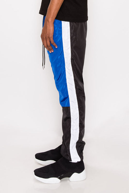 Tri Color Windbreaker Track Pants - Royal Blue