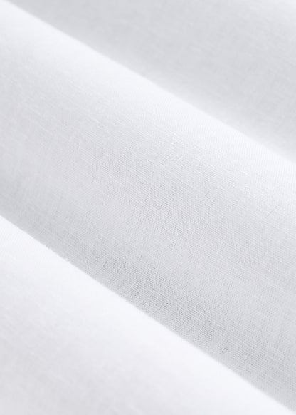 Band Collar Linen Button Shirt for Tall Men in Optic White