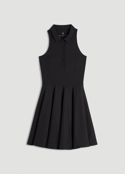 Balance Racerback Sleeveless Polo Dress for Tall Women in Black