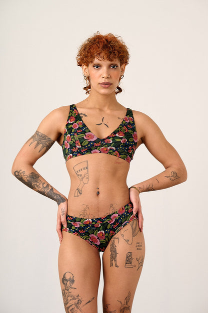 Collette - Viscose Briefs in Black Marie Print