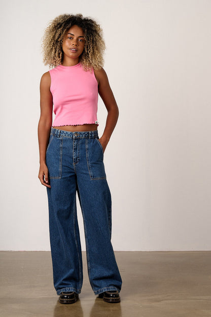 Etta - Cotton Jersey Sleeveless Tank in Pink