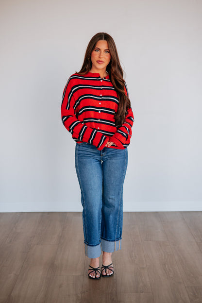 Teddy Striped Cardigan