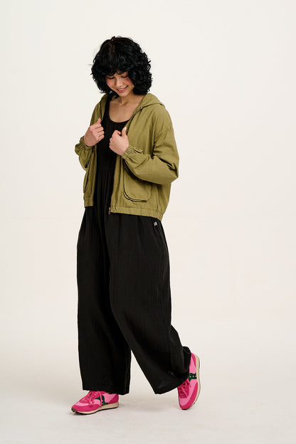 Bellamy - Wide Leg Cotton Jumpsuit in Black