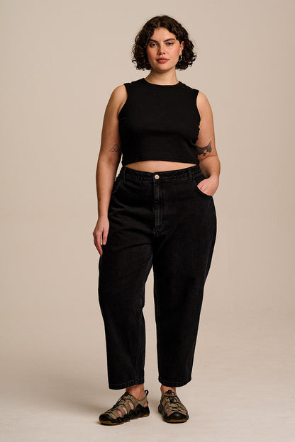 Rue - Ribbed Tank Top in Black