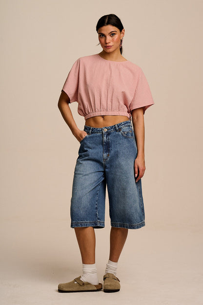 Zamora - Cotton Top in Pink Mini Gingham