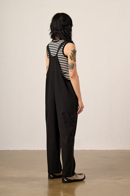 Una - Cotton Dungarees in Black