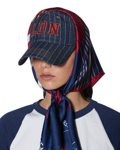 KSUBI X LISSY RODDY SILK SCARF NAVY
