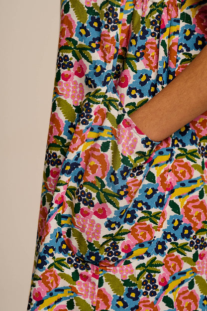 Zadie - Cotton & Viscose Playsuit in Ivory Birdie Floral