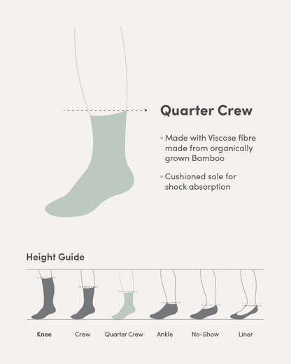 Cushioned Quarter Crew Socks - Black